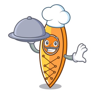 Şef gıda Kano maskot karikatür tarzı vektör çizim ile