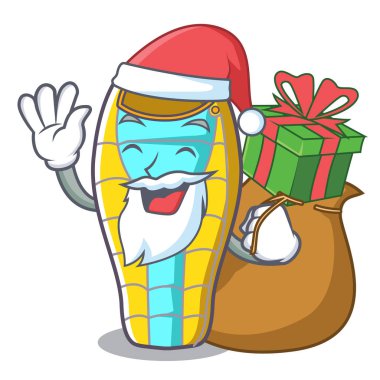 Noel Baba hediye kötü maskot karikatür vektör çizim uyku ile