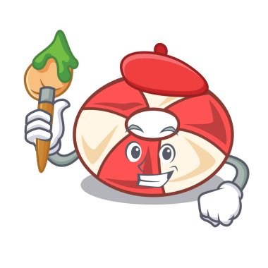 Sanatçı yüzmek tüp karakter karikatür vektör çizim