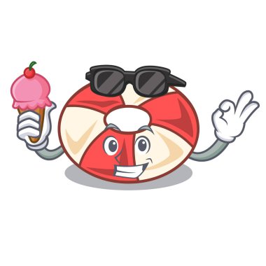 Dondurma yüzmek tüp karakter karikatür vektör çizim ile