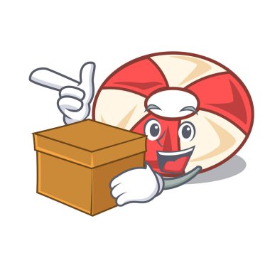 Kutusu yüzmek tüp karakter karikatür vektör çizim ile