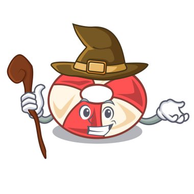 Cadı yüzmek tüp maskot karikatür vektör çizim