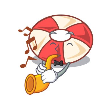 Trompet yüzmek tüp maskot karikatür vektör çizim ile