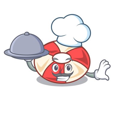 Şef gıda yüzmek tüp maskot karikatür vektör çizim ile