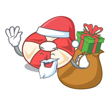 Noel Baba hediye yüzmek tüp maskot karikatür vektör çizim ile