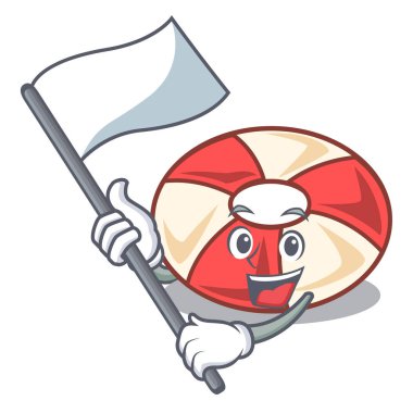 Bayrağı ile yüzmek tüp maskot karikatür vektör çizim