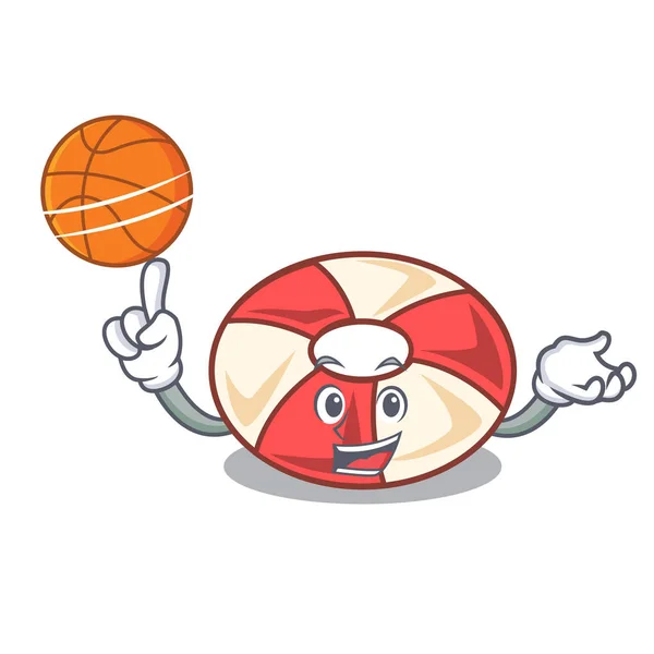 バスケット ボール水泳チューブ文字漫画ベクトル イラスト — ストックベクタ