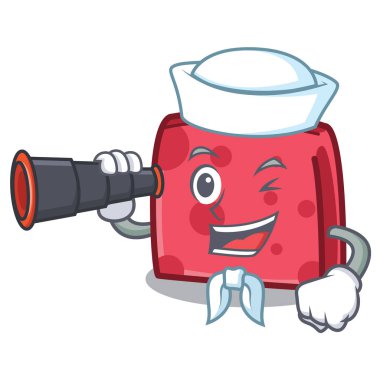 Denizci dürbün peçete karakter karikatür tarzı vektör çizim ile