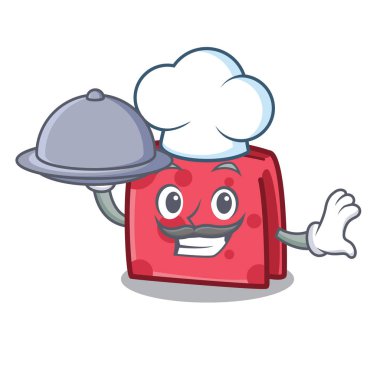 Şef gıda peçete karakter karikatür tarzı vektör çizim ile