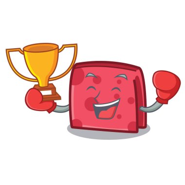 Boks şampiyonu peçete karakter karikatür tarzı vektör çizim