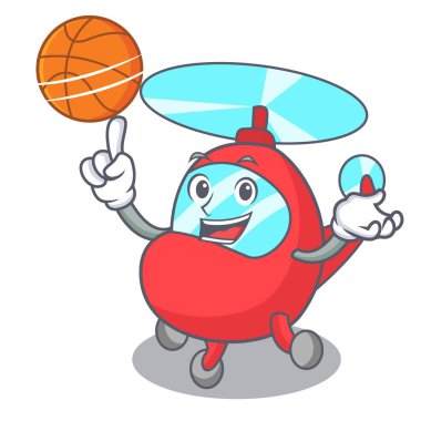 Basketbol helikopter karakter karikatür tarzı vektör çizim ile