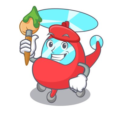 Sanatçı helikopter karakter karikatür tarzı vektör çizim