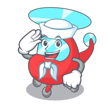 Denizci helikopter karakter karikatür tarzı vektör çizim