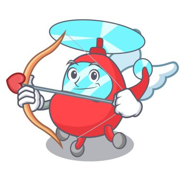 Aşk tanrısı helikopter karakter karikatür tarzı vektör çizim