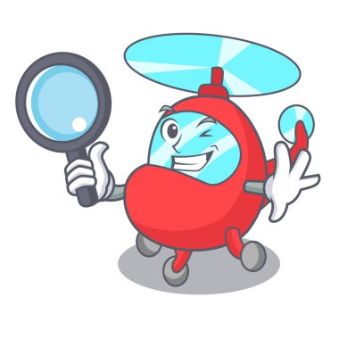 Dedektif helikopter karakter karikatür tarzı vektör çizim