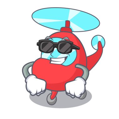 Süper cool helikopter karakter karikatür tarzı vektör çizim