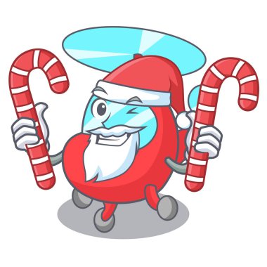 Santa şeker helikopter maskot karikatür tarzı vektör çizim ile