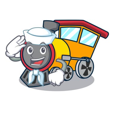 Denizci tren karakter karikatür tarzı vektör çizim