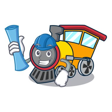 Mimar tren karakter karikatür tarzı vektör çizim