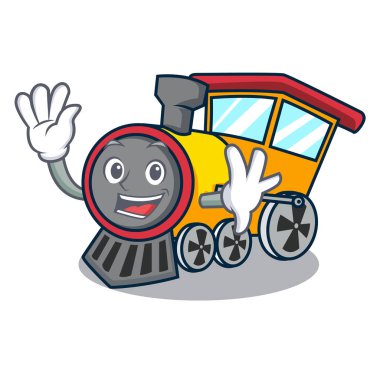 Tren karakter karikatür tarzı vektör çizim sallayarak