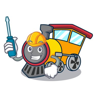 Otomotiv tren maskot karikatür tarzı vektör çizim