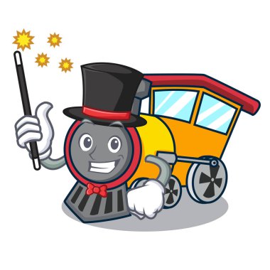 Sihirbaz tren maskot karikatür tarzı vektör çizim