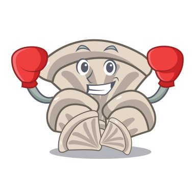 İstiridye mantar karakter karikatür vektör çizim boks