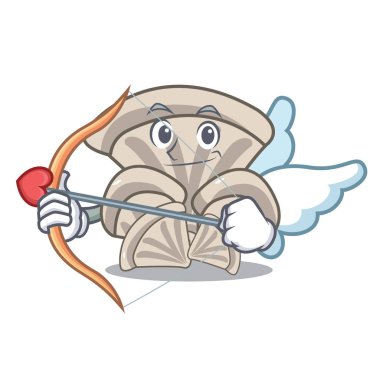 Aşk tanrısı istiridye mantar karakter karikatür vektör çizim