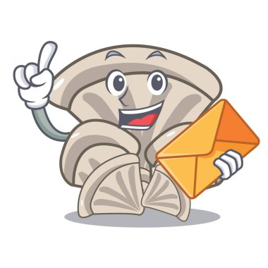 Zarf istiridye mantar karakter karikatür vektör çizim ile