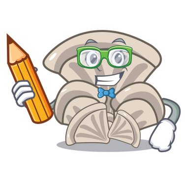 Öğrenci istiridye mantar karakter karikatür vektör çizim