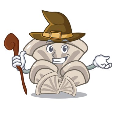 Cadı istiridye mantar maskot karikatür vektör çizim