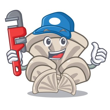 Tesisatçı istiridye mantar maskot karikatür vektör çizim