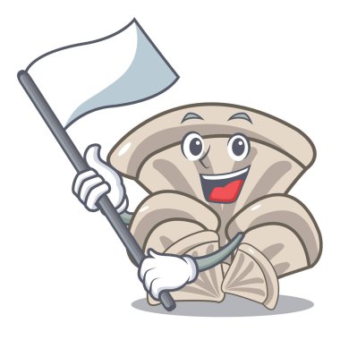 Bayrak istiridye mantar maskot karikatür vektör çizim ile