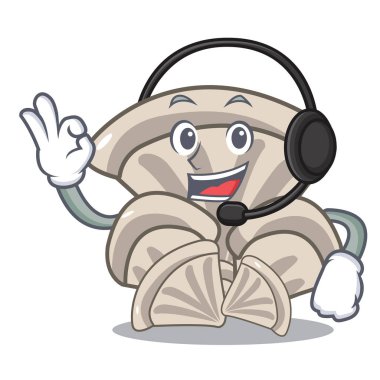 Kulaklık istiridye mantar maskot karikatür vektör çizim ile