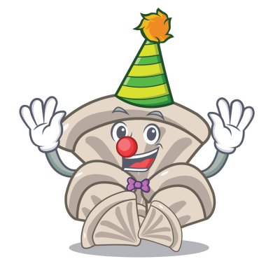 Palyaço istiridye mantar maskot karikatür vektör çizim