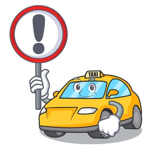 Avec Signe Taxi Personnage Dessin Animé Style Vectoriel Illustration — Image vectorielle