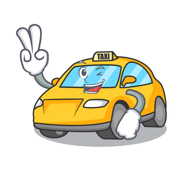 Dos Dedos Taxi Personaje Dibujo Animado Estilo Vector Ilustración — Vector de stock