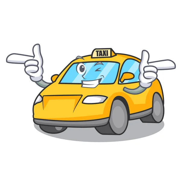 Wink Táxi Personagem Desenho Animado Estilo Vetor Ilustração — Vetor de Stock