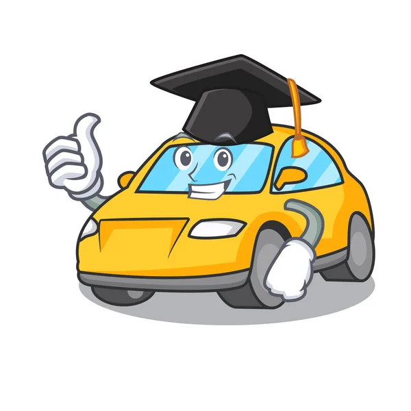 Graduation Taxi Character Cartoon Style Vector Illustration — Stock Vector