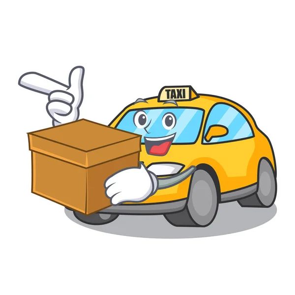 Con Ilustración Vector Estilo Dibujos Animados Caja Taxi Carácter — Vector de stock