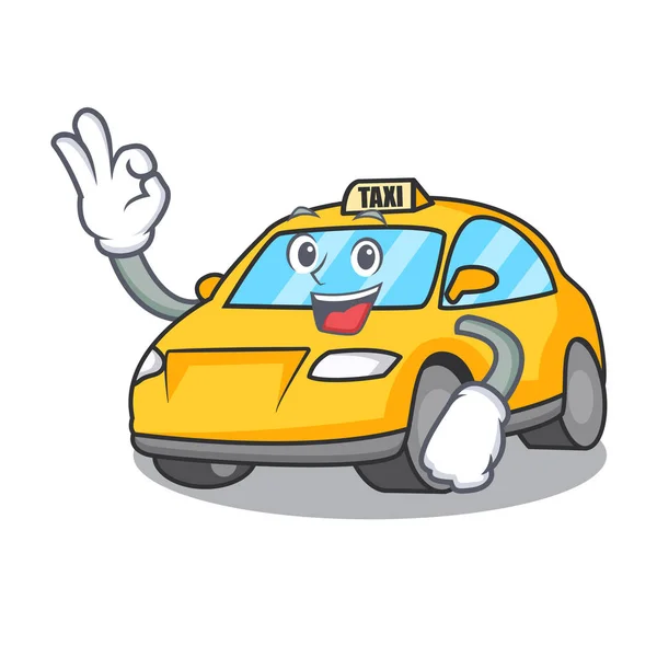 Okay Taxi Character Cartoon Style Vector Illustration — Stock Vector