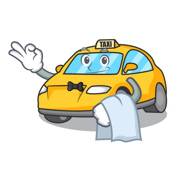 Camarero Taxi Personaje Mascota Estilo Vector Ilustración — Vector de stock