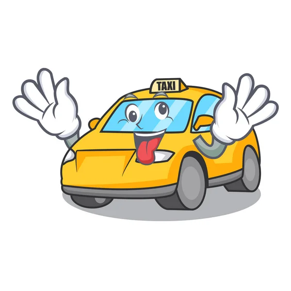 Crazy Taxi Znak Maskot Styl Vektorové Ilustrace — Stockový vektor