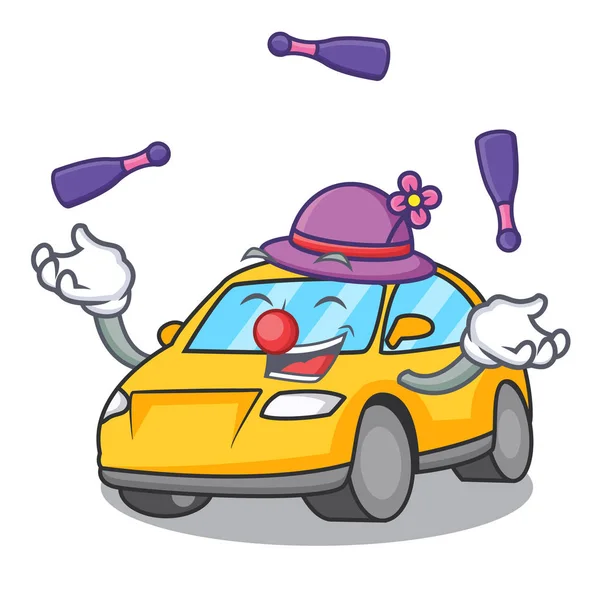 Juggling Taxi Character Mascot Style Vector Illustration — Stock Vector