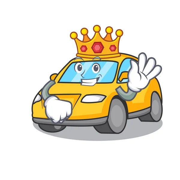 Rey Taxi Personaje Mascota Estilo Vector Ilustración — Vector de stock
