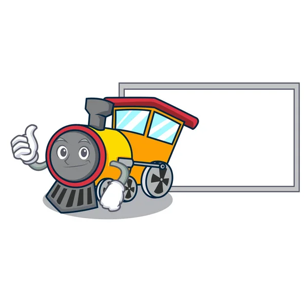 Pulgares Hacia Arriba Con Tren Abordo Personaje Dibujos Animados Estilo — Vector de stock