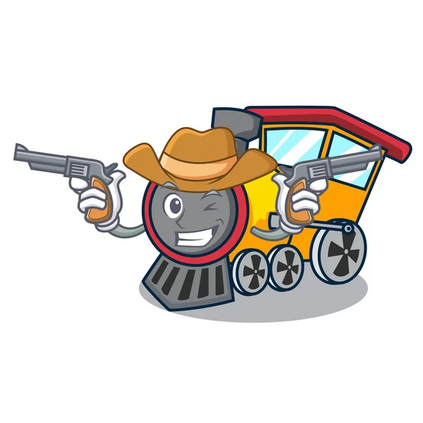 Cowboy Train Character Cartoon Style Vector Illustration — Stock Vector