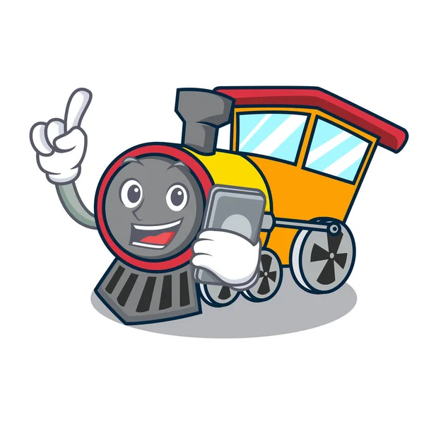 Phone Train Character Cartoon Style Vector Illustration — Stock Vector