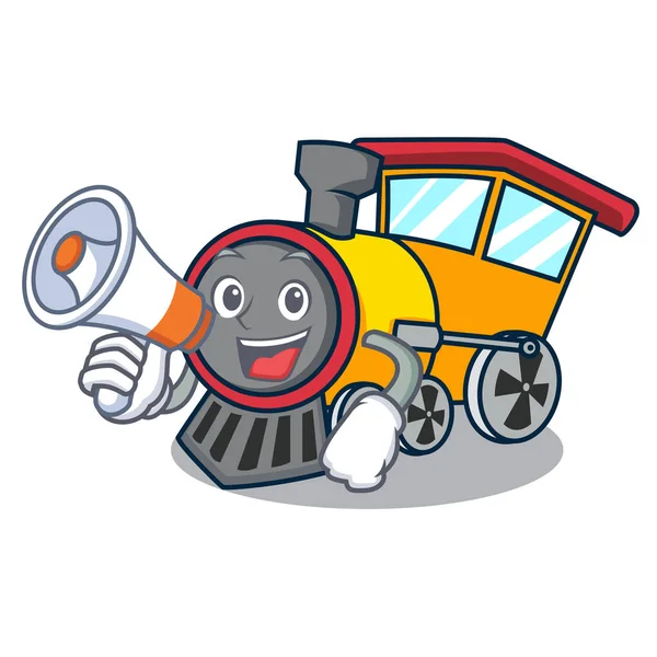 Con Megáfono Tren Personaje Dibujo Animado Estilo Vector Ilustración — Vector de stock