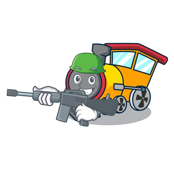 Exército Trem Personagem Desenho Animado Estilo Vetor Ilustração — Vetor de Stock